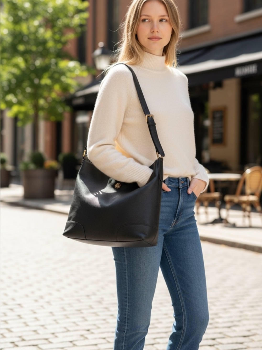 Tory Burch Black Leather Hobo Shoulder Bag - Picture 2 of 13